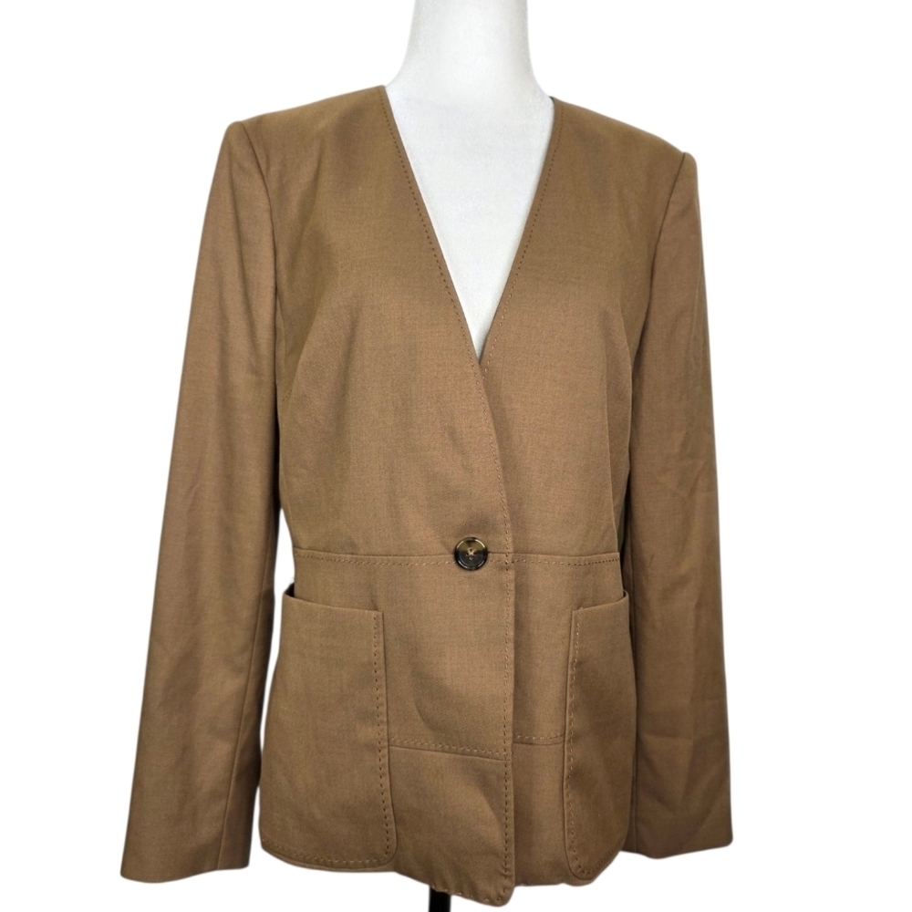 Donna Karan New York Collarless V neck blazer